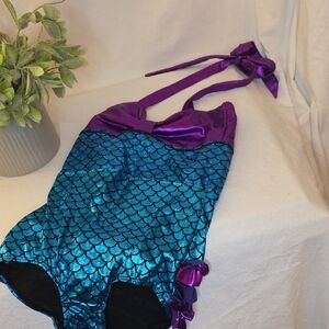 Girls' Purple & Teal Mermaid One-Piece Swimsuit